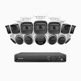 H300 - 3MP 16 Kanal PoE Überwachungskamera-Set mit 7 Bullet Kameras & 7 Turm Kameras, EXIR 2.0 Nachtsicht, Bewegungserkennung, H.265+, IP67 Wetterfest